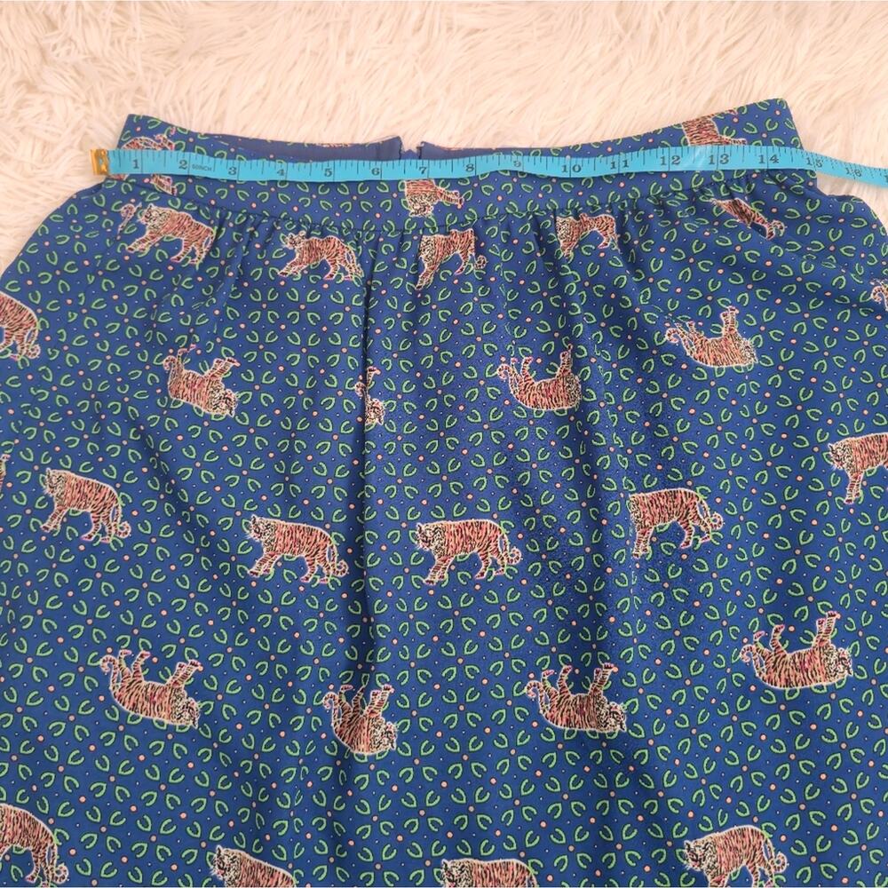 J. Crew Blue Bengal Animal Print Blue Boho Mini Skirt - Picture 11 of 12
